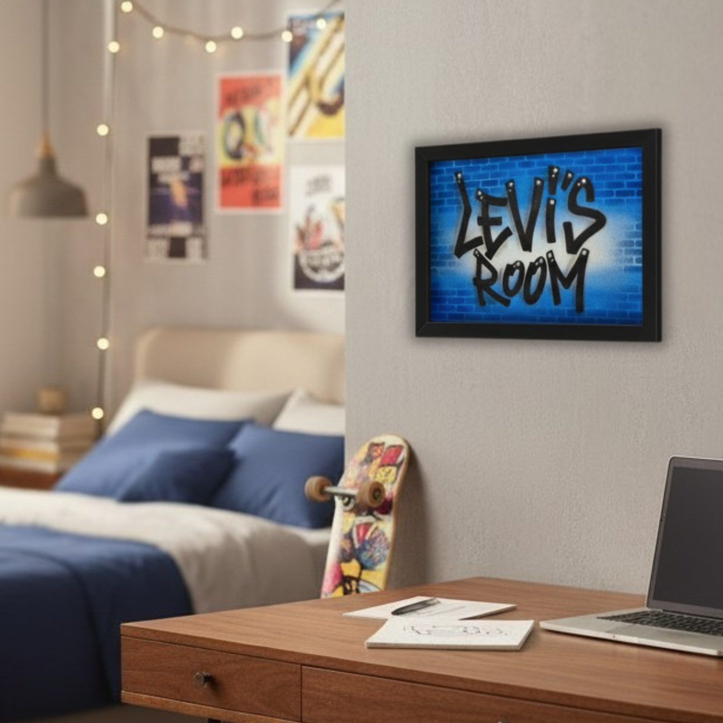 Wall Art Frame Design Blue Brick
