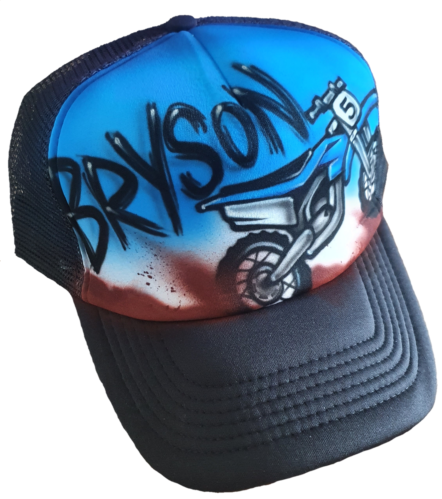 Airbrush Trucker Cap Motorbike Design 026