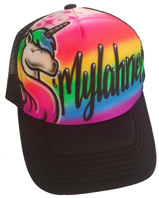 Airbrush Trucker Cap Unicorn Design 025