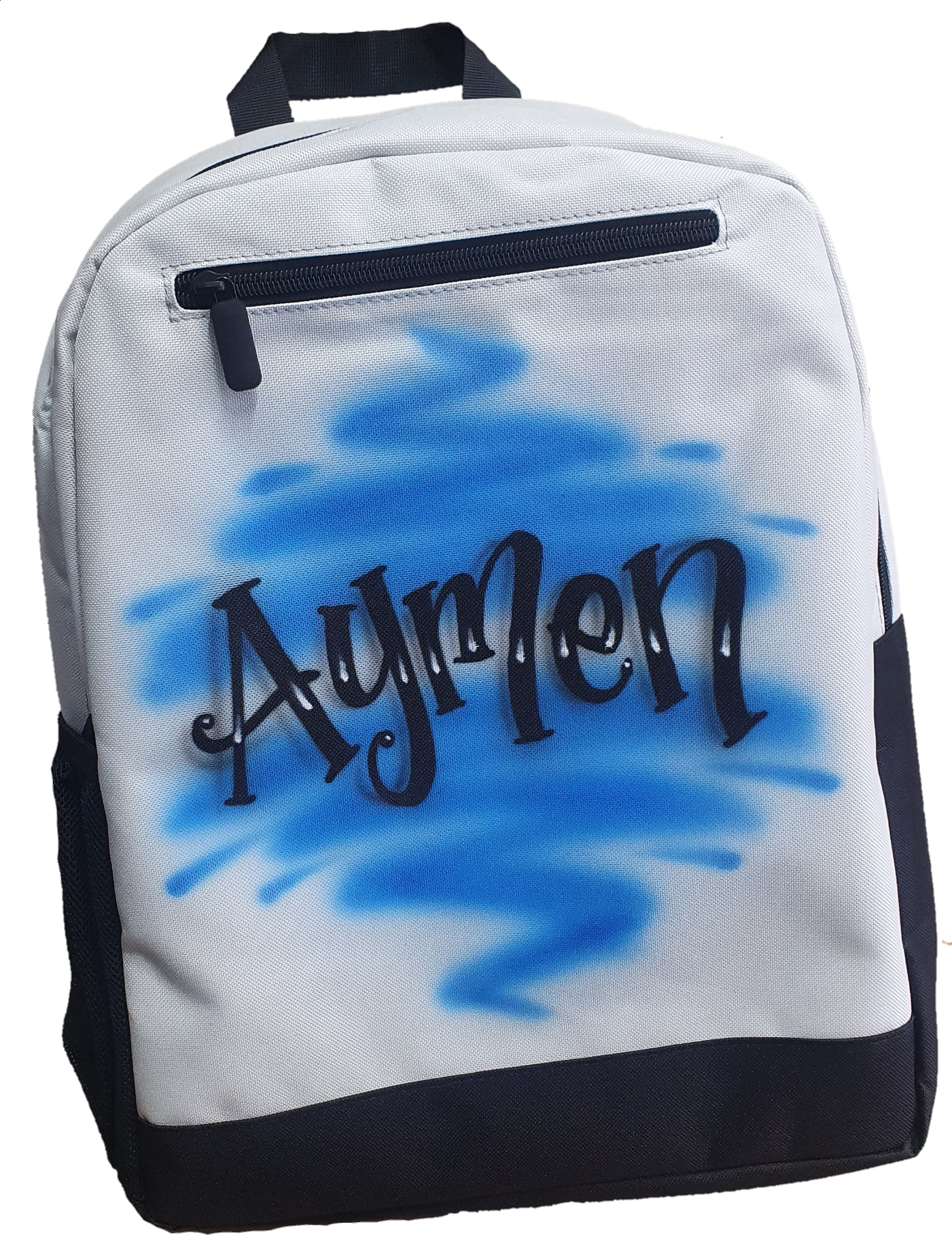 airbrushed name on nike backpack strap Airbrush Backpack Name Design 001 – Airbrush Co