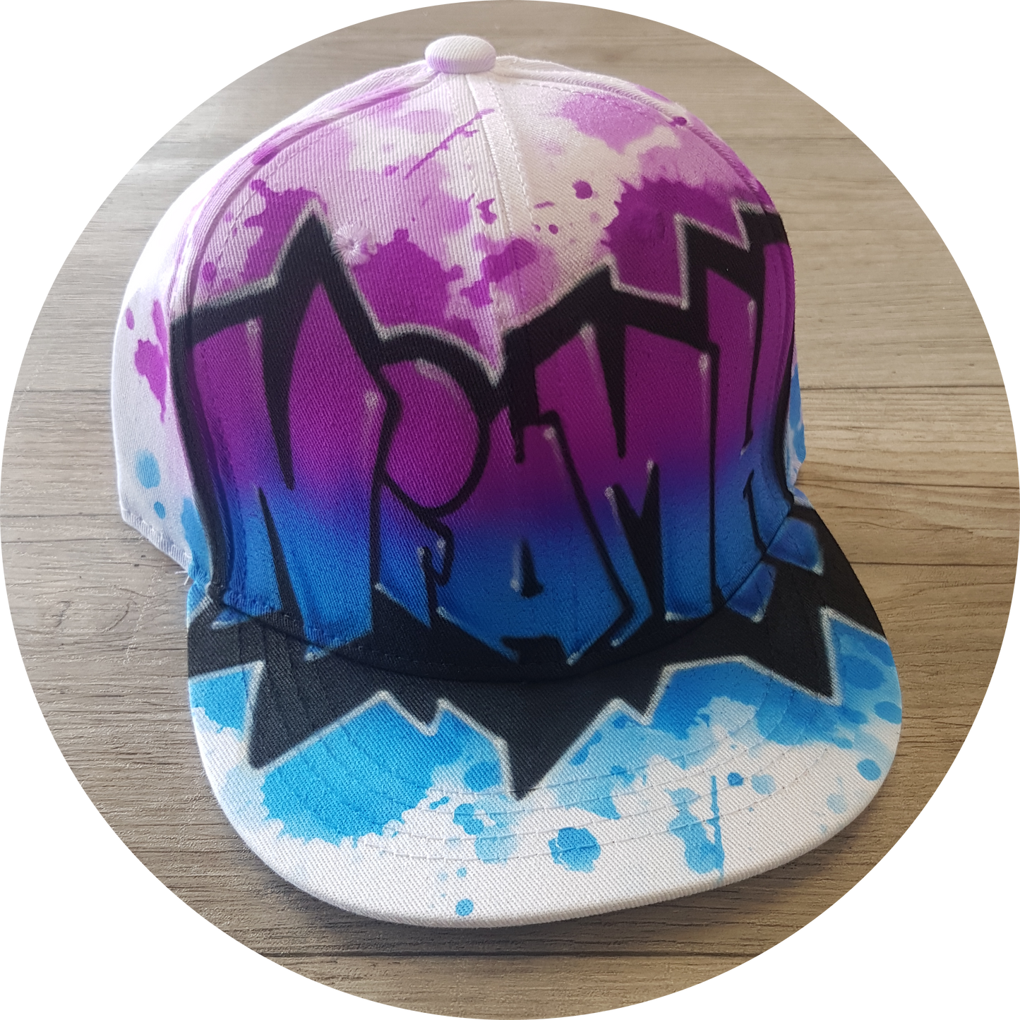 Airbrush graffiti Snapback hat with custom name designs