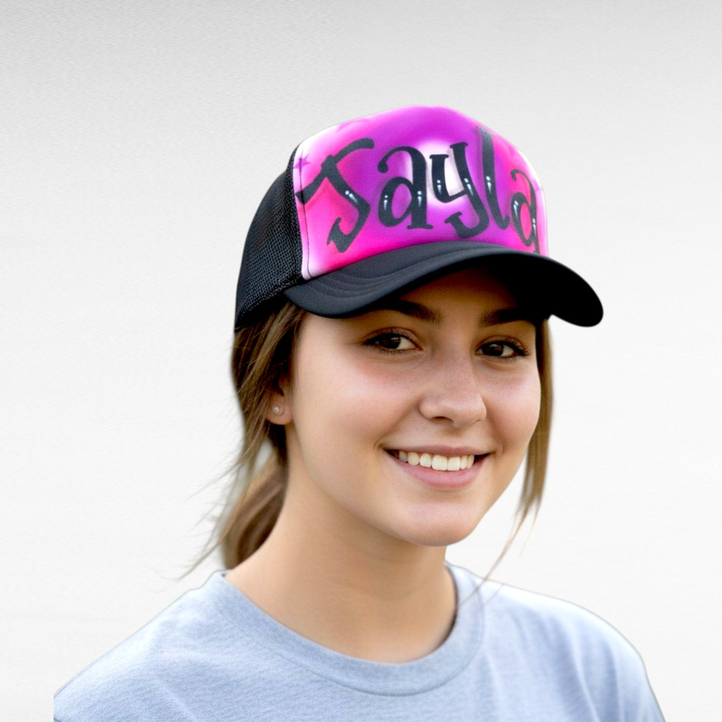 Airbrush Trucker Cap Name Design 009