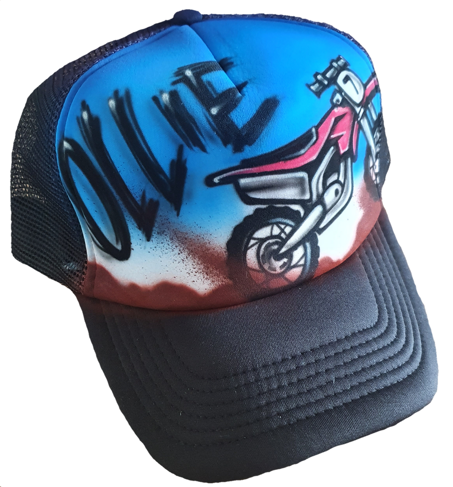 Airbrush Trucker Cap Motorbike Design 026