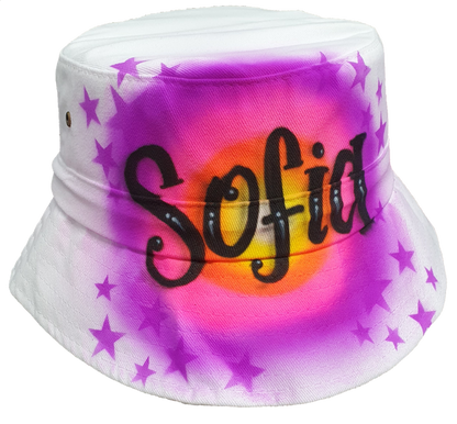 Airbrush Bucket Hat Name Design 009