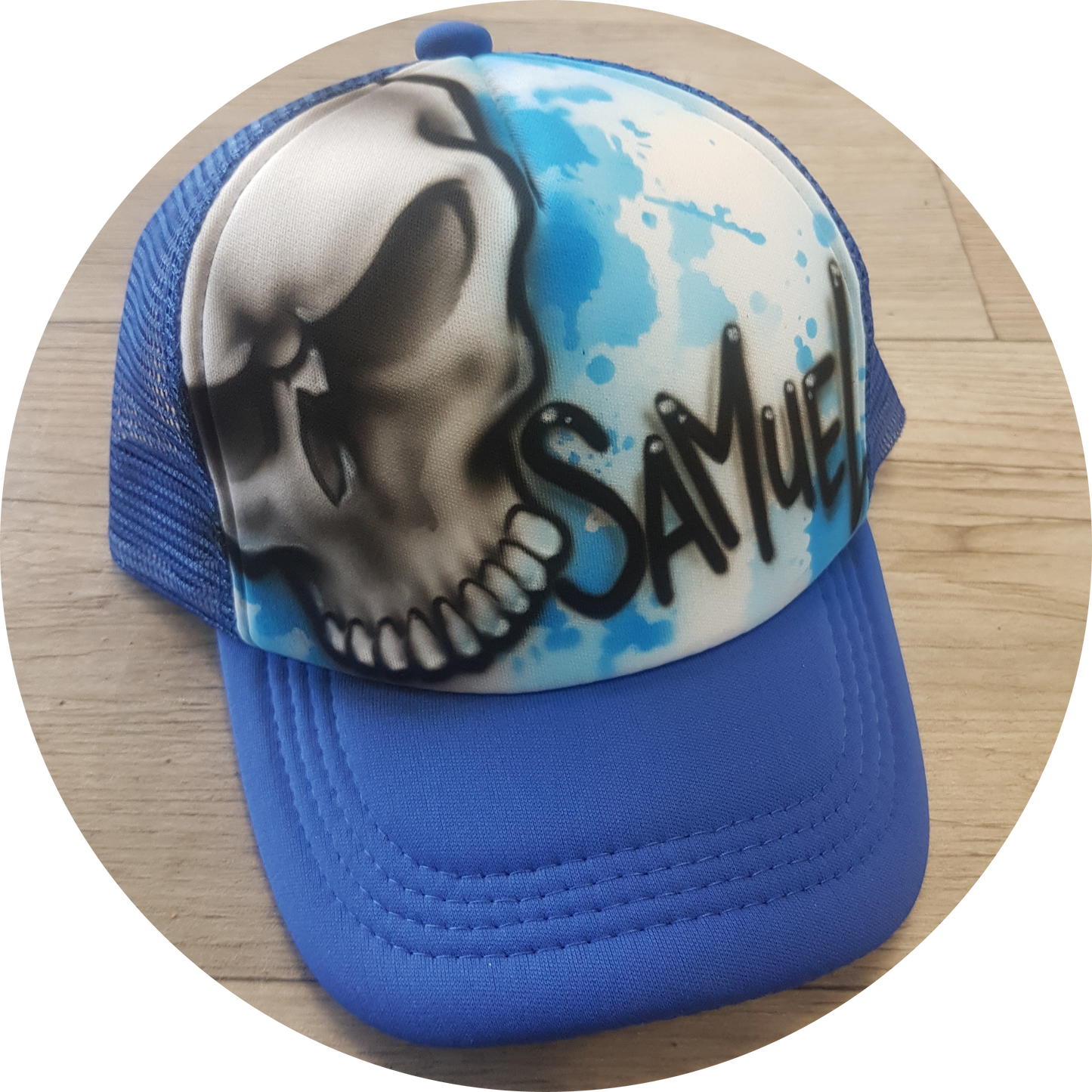 Airbrush Trucker Cap Skull Design 036