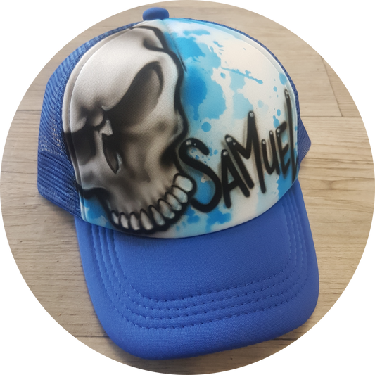 Airbrush Trucker Cap Skull Design 036