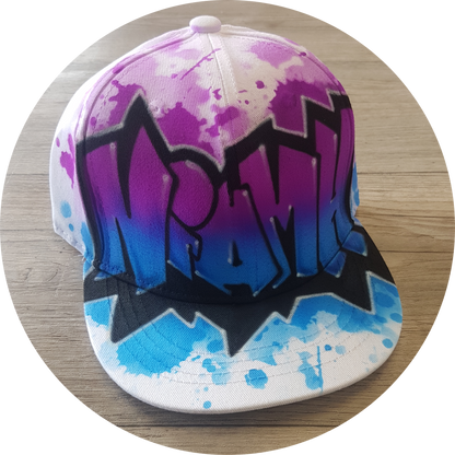 Airbrush graffiti Snapback hat with custom name designs